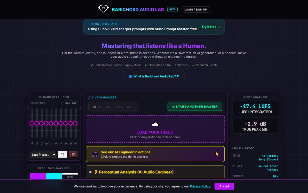Homepage di Barichord Audio Lab